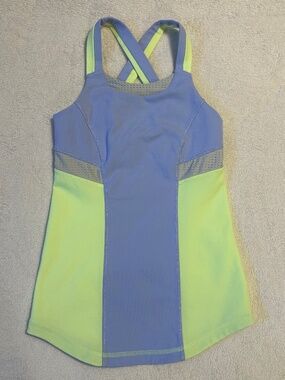 Ivivva Lululemon Rally Point Tank Size 10 Girls Purple Neon Yellow Colorblock